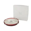 Bougie parfumée plate dans pot en verre rouge 37x37x5 cm
