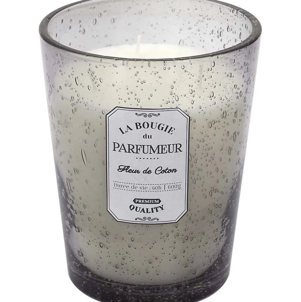 Bougie parfumée pot en verre bulle gris clair 13x16 cm