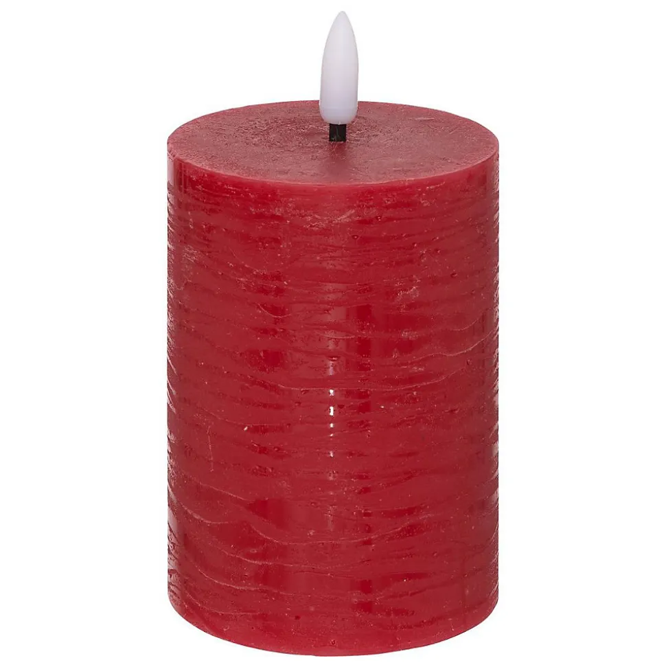 Bougie ronde à led Molia H13cm rouge - Atmosphera