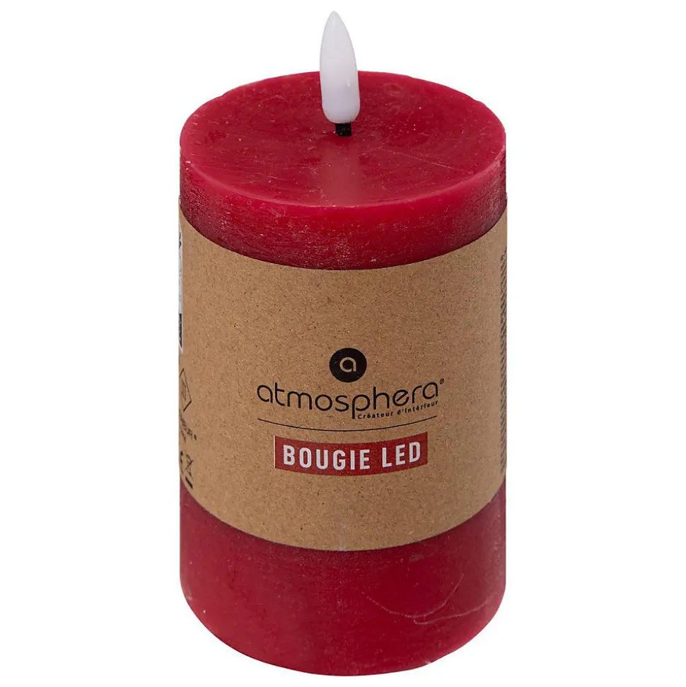 Bougie ronde à led Molia H13cm rouge - Atmosphera