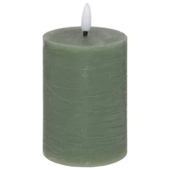 Bougie ronde à led Molia H13cm vert foncé - Atmosphera
