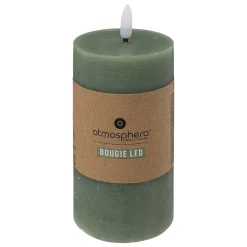 Bougie ronde LED Molia 7x15cm vert - Atmosphera