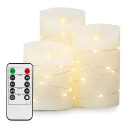 Bougies à LED en Cire FISHTEC X3 Bougies Télécommandées