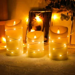 Bougies à LED en Cire FISHTEC X3 Bougies Télécommandées