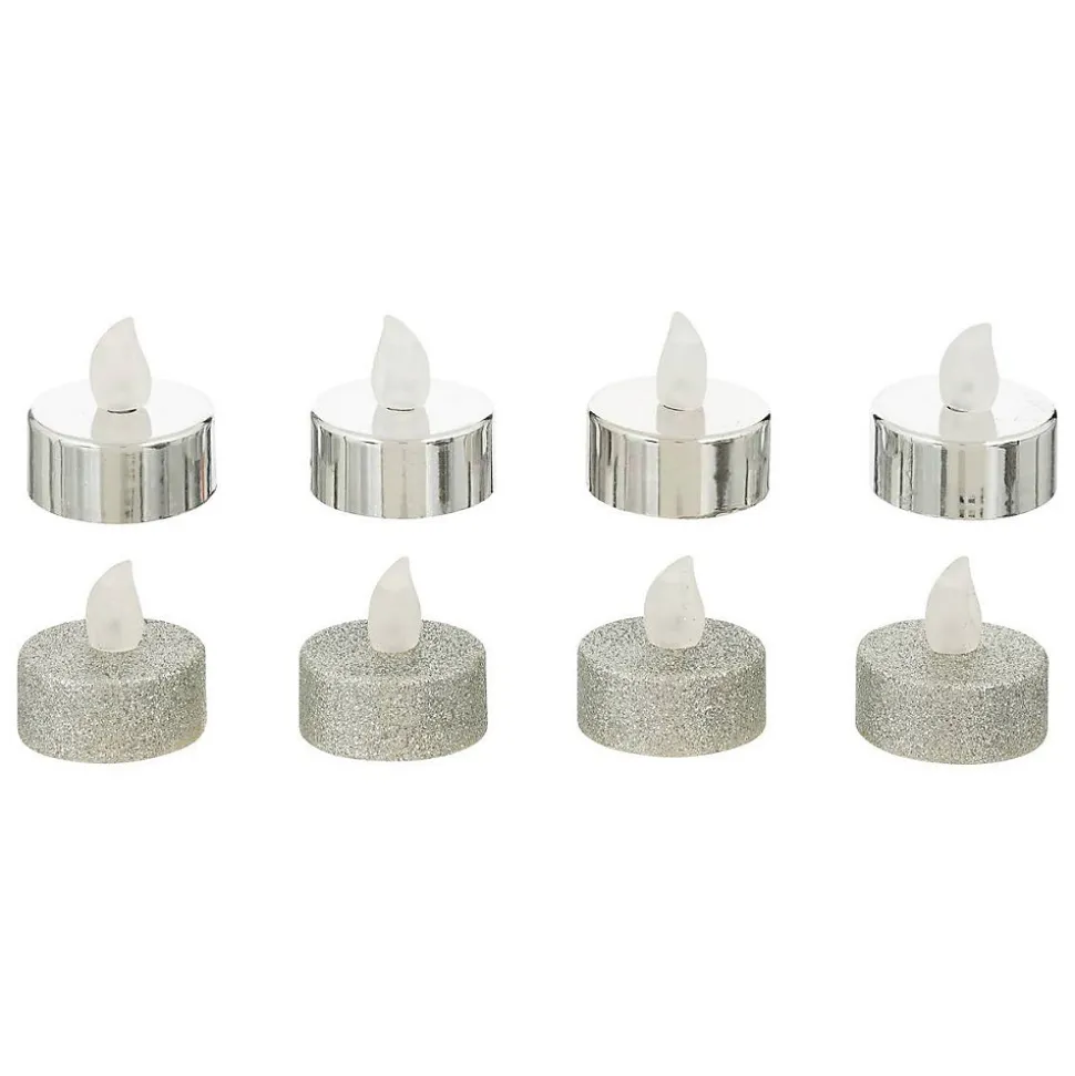 Bougies led "colorama de noël" lot de 8 chauffe-plats argent - feeric lights & christmas
