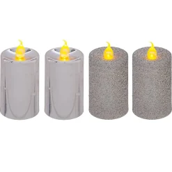 Bougies led colorama de noël lot de 4 votives argent - feeric lights & christmas