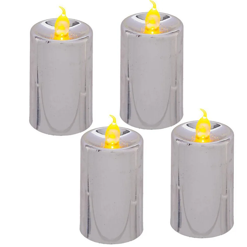 Bougies led colorama de noël lot de 4 votives argent - feeric lights & christmas
