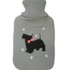 Bouillotte - 2 Litres - Housse tricotée - Motif chien noir - GH022 St Helens Home and Garden