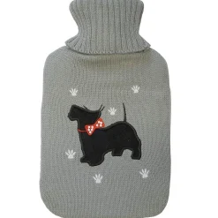Bouillotte - 2 Litres - Housse tricotée - Motif chien noir - GH022 St Helens Home and Garden