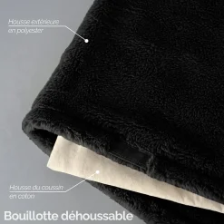 Bouillotte chauffante ou refroidissante 10 x 22 cm déhoussable pour toutes parties du corps - Noir - Vivezen