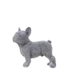 Bouledogue en résine argentée 20cm
