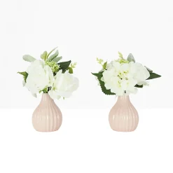 Bouquet artificiel de fleurs blanches en pot 25cm lot de 2