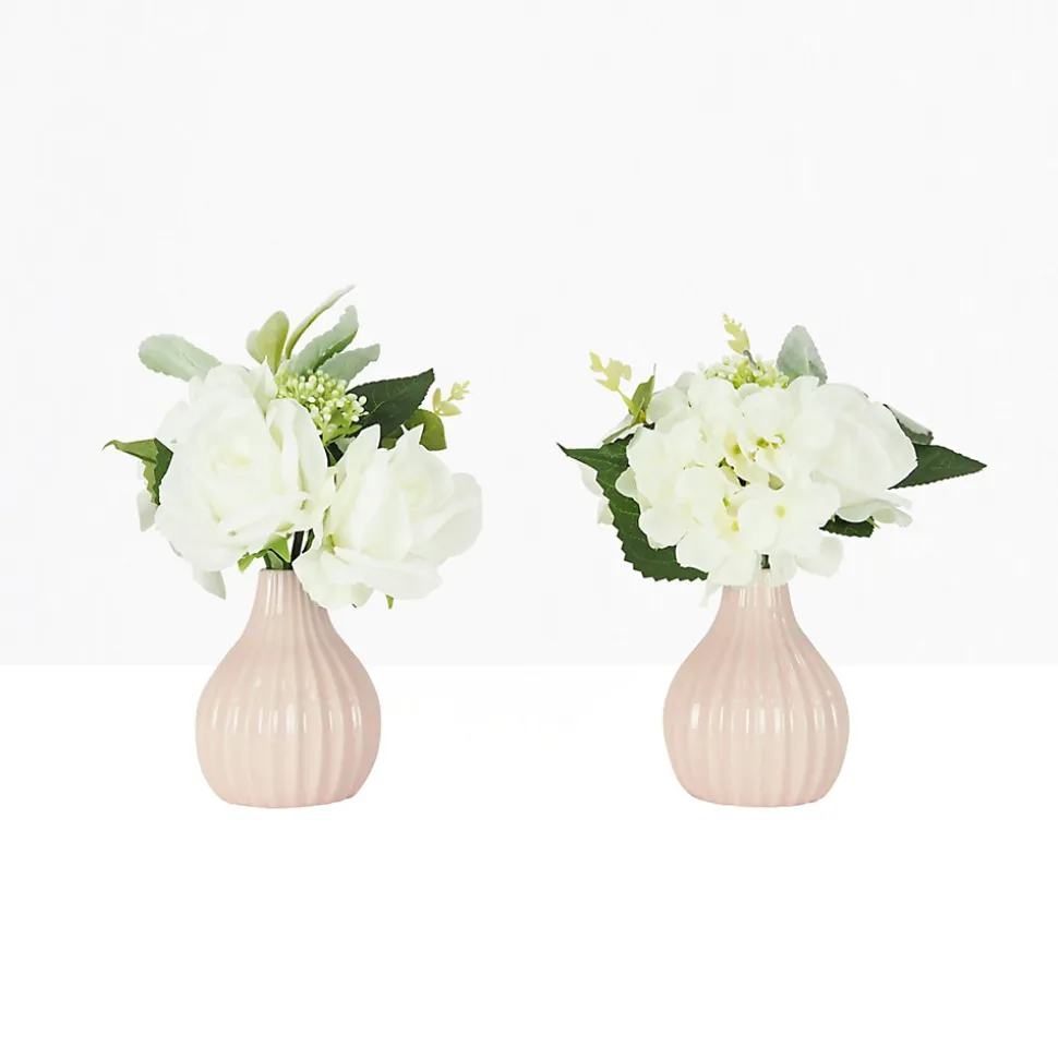 Bouquet artificiel de fleurs blanches en pot 25cm lot de 2