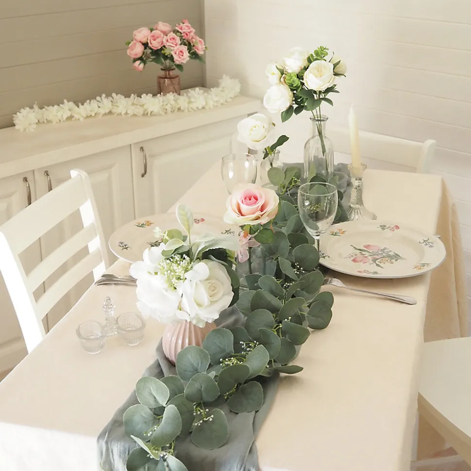 Bouquet artificiel de fleurs blanches en pot 25cm lot de 2