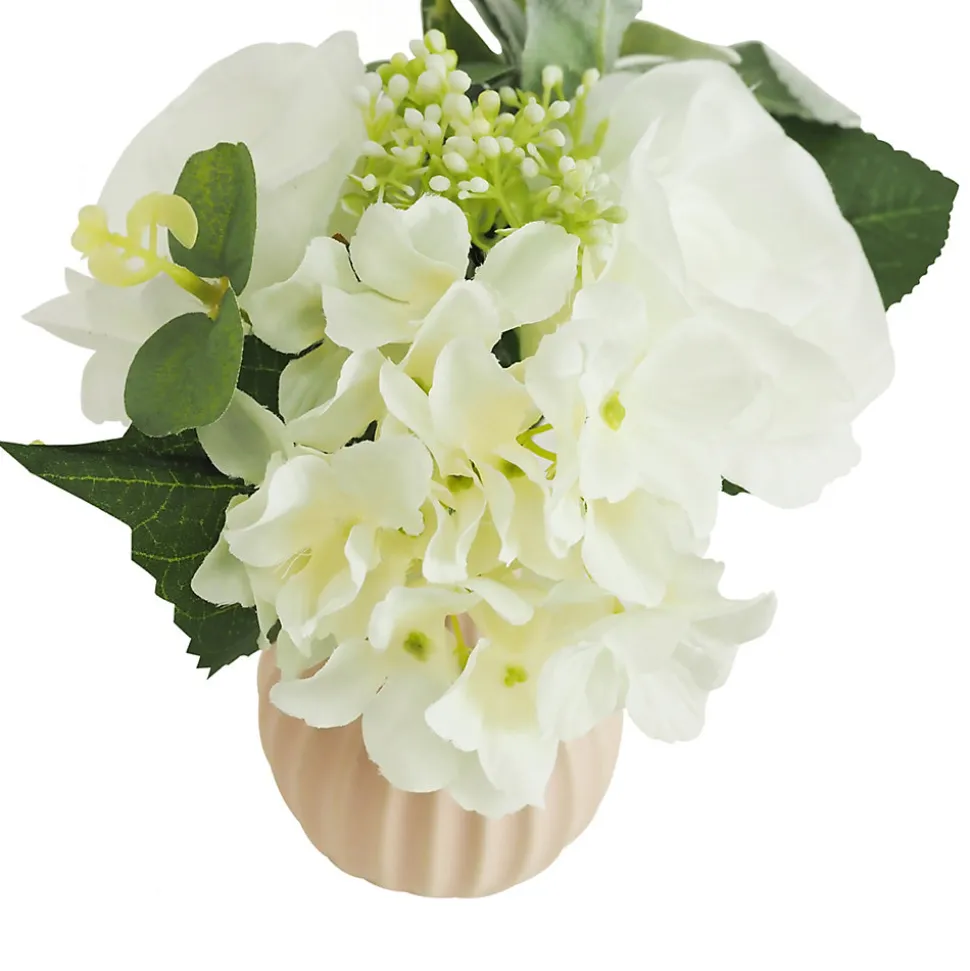 Bouquet artificiel de fleurs blanches en pot 25cm lot de 2