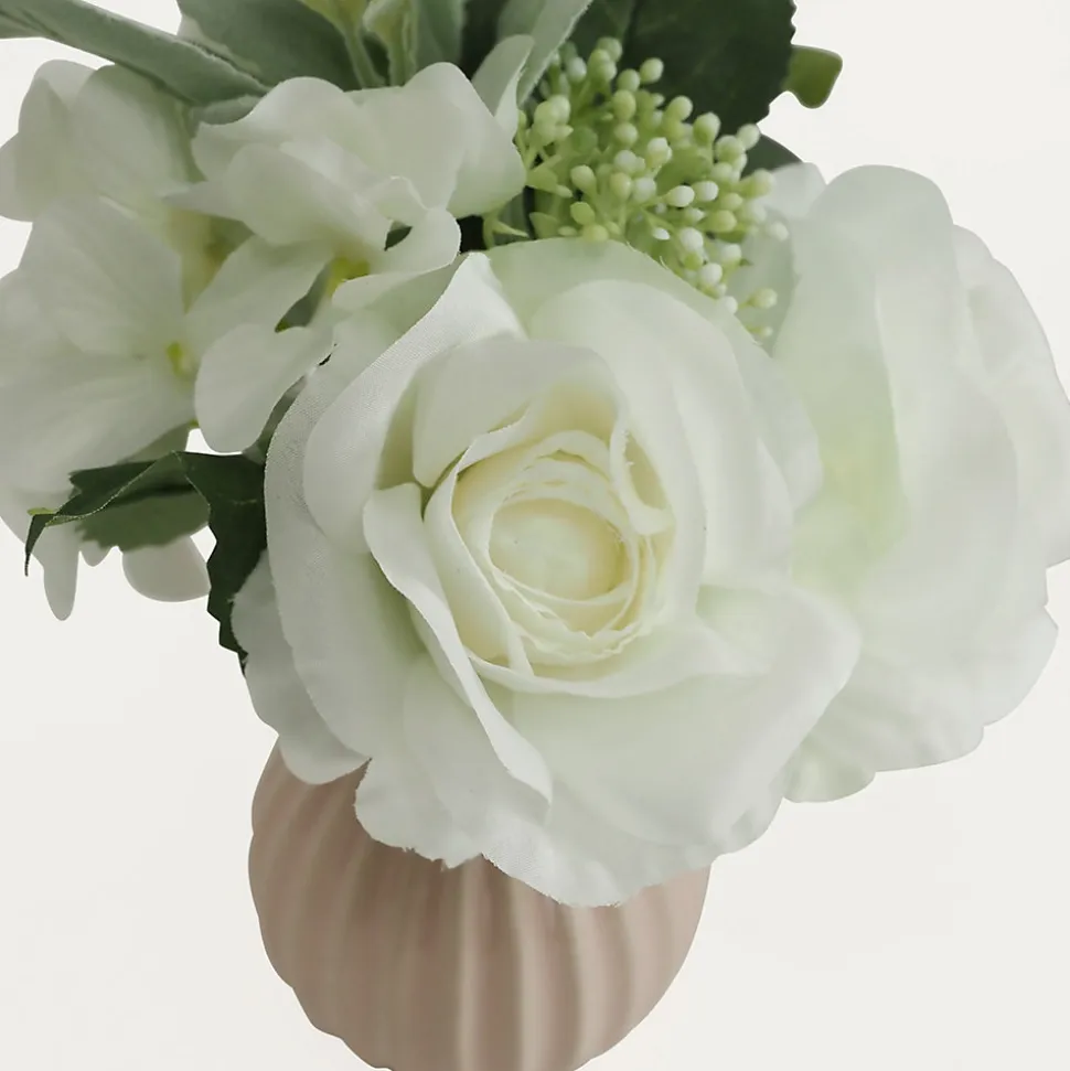 Bouquet artificiel de fleurs blanches en pot 25cm lot de 2