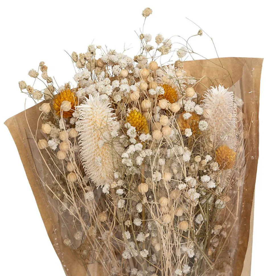 Bouquet fleurs séchées Chardon H48 cm - Jaune- Atmosphera