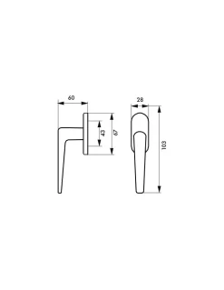 Bouton de fenêtre Leto/Maïa, hauteur 103mm, couleur F2