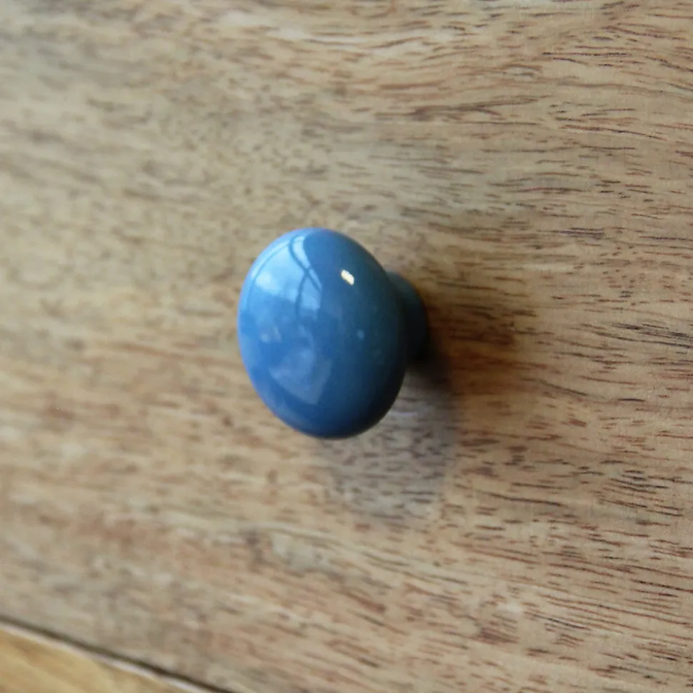 Bouton de meuble arrondi GoodHome Porcelaine Vras violet Ø3.2cm x p.2.5cm