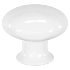 Bouton de meuble arrondi Porcelaine Vras GoodHome blanc Ø3.2cm x P.2.5cm