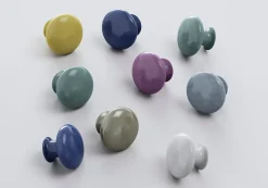 Bouton de meuble arrondi GoodHome Porcelaine Vras aigue marine Ø3.2cm x p.2.5cm