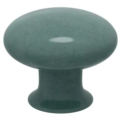 Bouton de meuble arrondi GoodHome Porcelaine Vras aigue marine Ø3.2cm x p.2.5cm