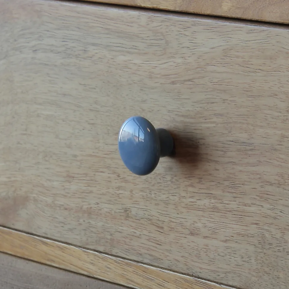 Bouton de meuble arrondi Porcelaine Vras GoodHome titane bleu Ø3.2cm x P.2.5cm