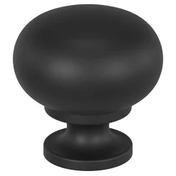 Bouton de meuble arrondi Primel GoodHome mat noir Ø3.2 x h. 3 cm
