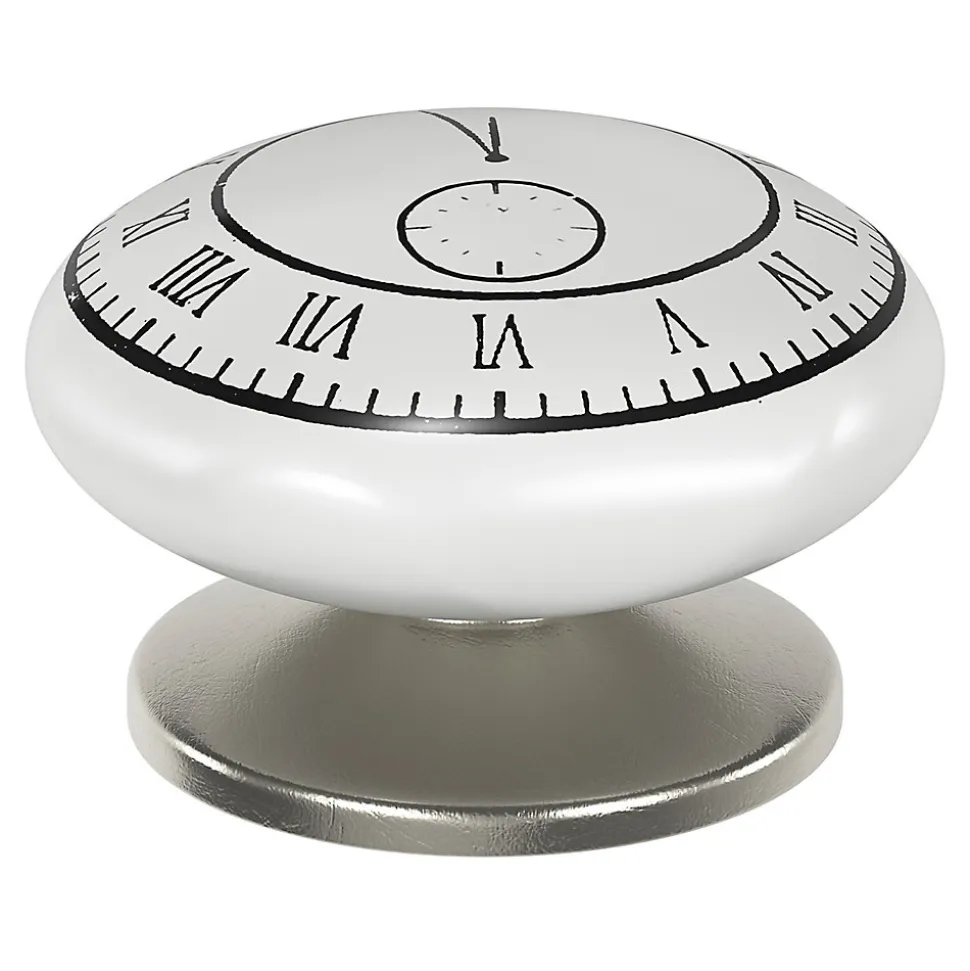 Bouton de meuble arrondi GoodHome Porcelaine Vras blanc Ø4.1cm x p.2.7cm