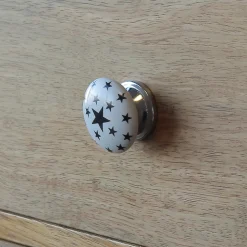 Bouton de meuble arrondi enfant Edern noir et blanc Ø2.4cm x P.2.6cm