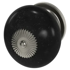 Bouton de meuble arrondi Porcelaine Vras GoodHome noir Ø4cm x P.3.9cm