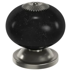 Bouton de meuble arrondi Porcelaine Vras GoodHome noir Ø4cm x P.3.9cm