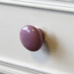Bouton de meuble arrondi GoodHome Porcelaine Vras bleu Ø3.2cm x p.2.5cm