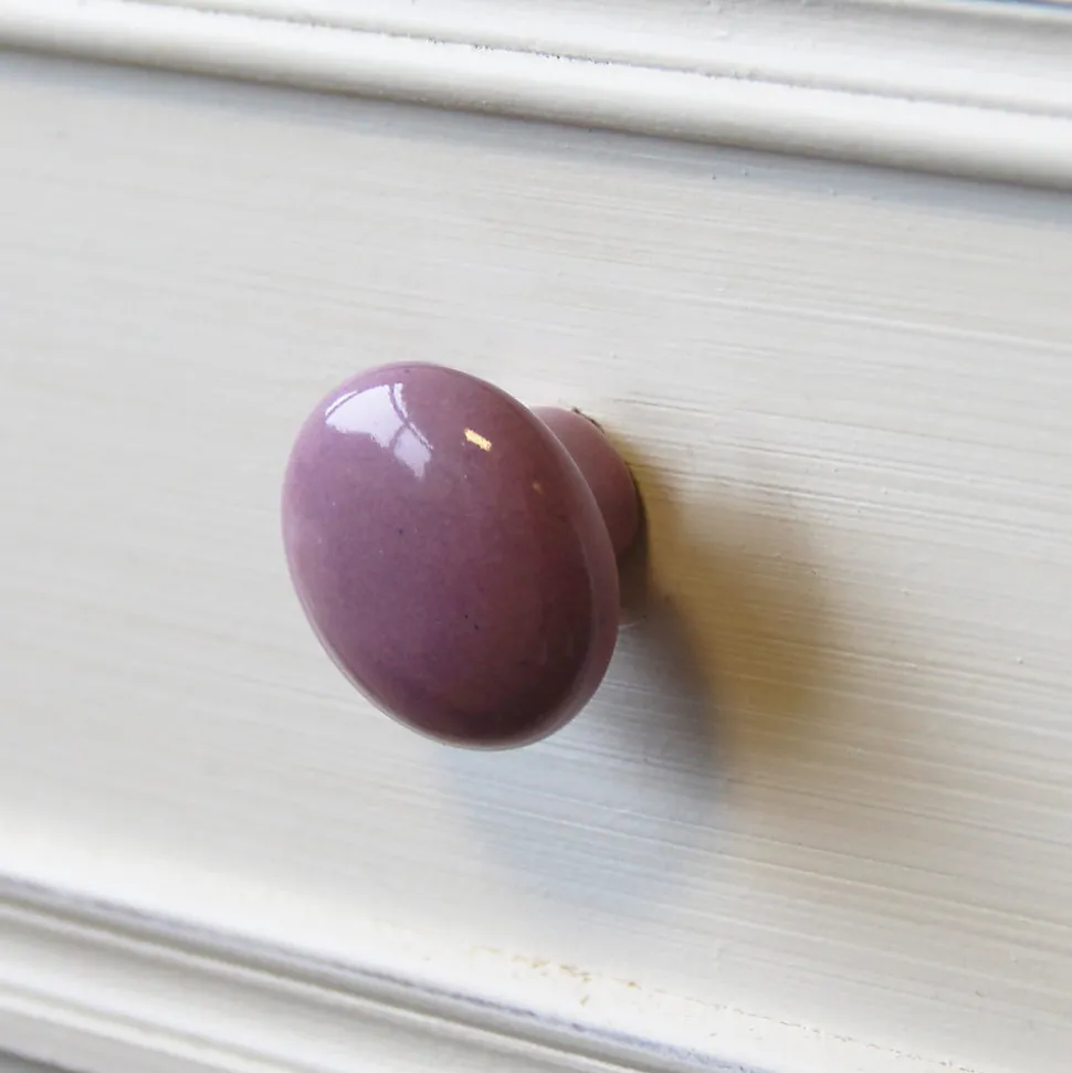 Bouton de meuble arrondi GoodHome Porcelaine Vras bleu Ø3.2cm x p.2.5cm