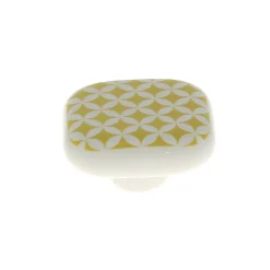 Bouton de meuble carré Beloen jaune l.4.1cm x h.4.1cm x p.1.9cm