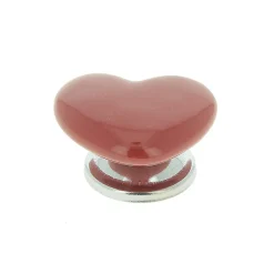 Bouton de meuble cœur enfant Edern rouge l.4.3cm x H.3.8cm x P.2.2cm