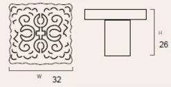 Bouton de meuble fer diamètre 32x32 mm en fer vieilli patiné brun mat lot de 24 piéces