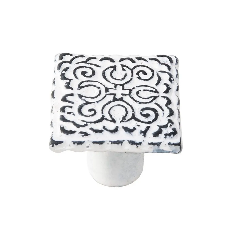 Bouton de meuble fer diamètre 32x32 mm en fer vieilli patiné blanc mat lot de 24 piéces