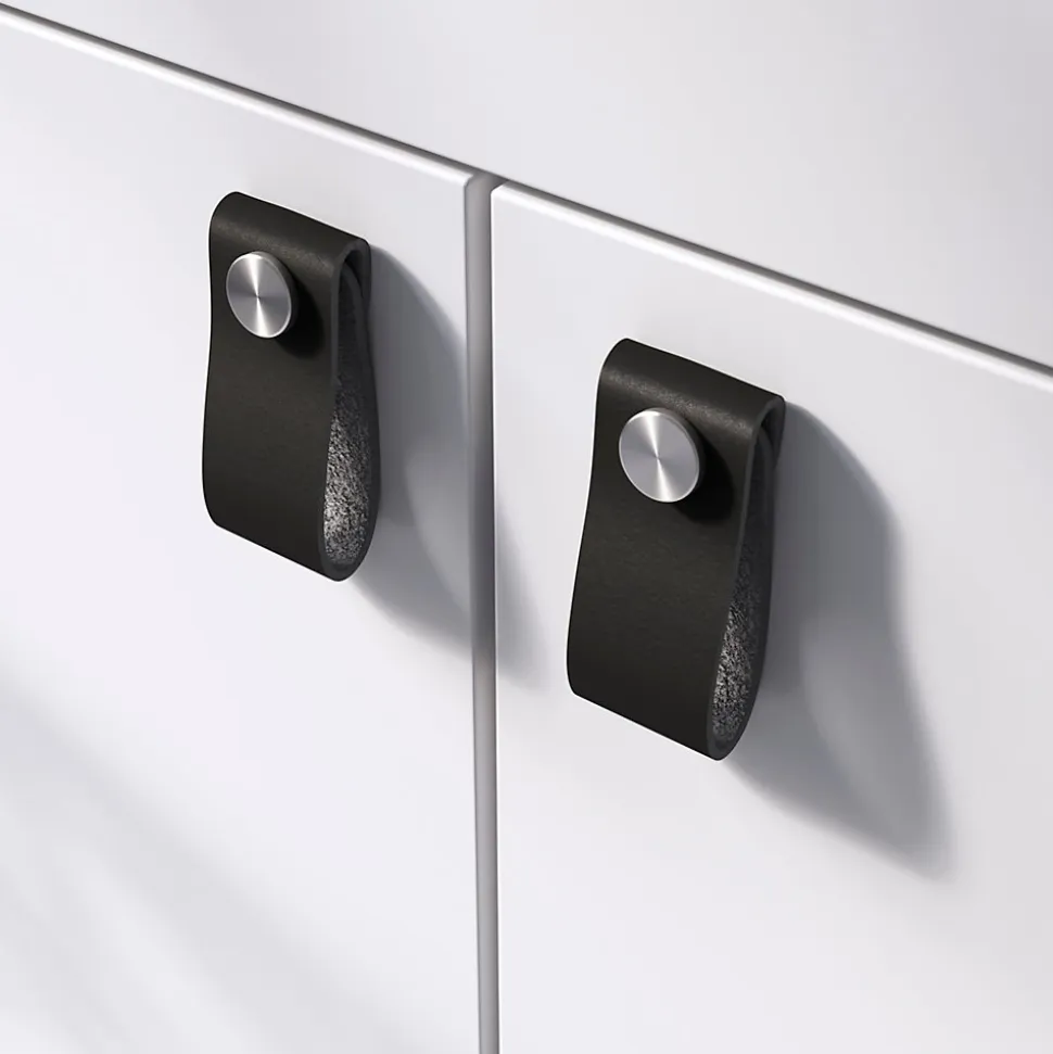 Bouton de meuble GoodHome Hezo noir l.2.6cm x h.6.4cm x p.1.8cm