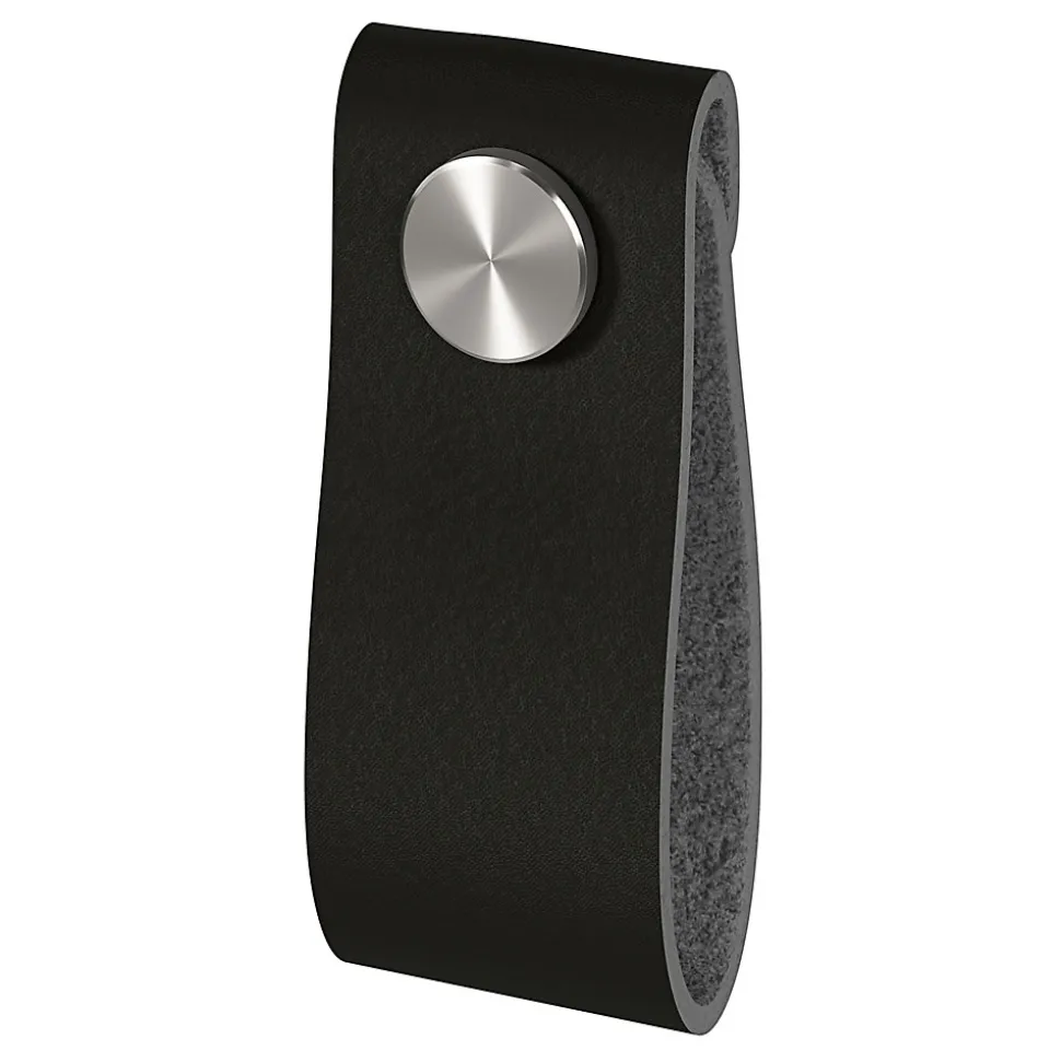 Bouton de meuble GoodHome Hezo noir l.2.6cm x h.6.4cm x p.1.8cm