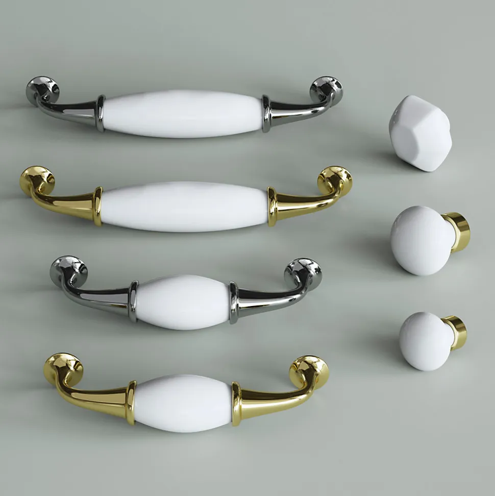 Bouton de meuble GoodHome Porcelaine Vras or Ø2.9cm x l.2.9cm x h. 2.9cm x p.3.2cm