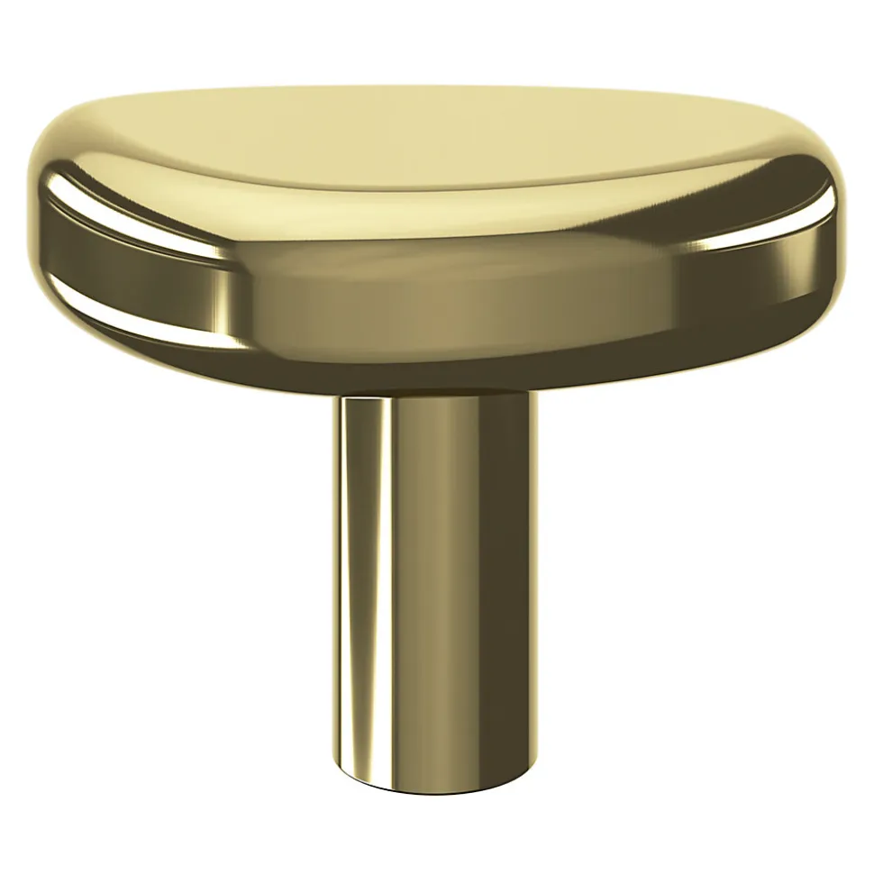 Bouton de meuble GoodHome Armel doré brillant Ø4cm x l.2.1cm x h. 3cm x p.3cm