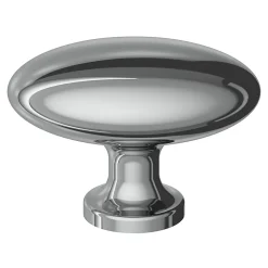 Bouton de meuble ovale Govlin GoodHome effet chromé Ø3cm x l.2cm