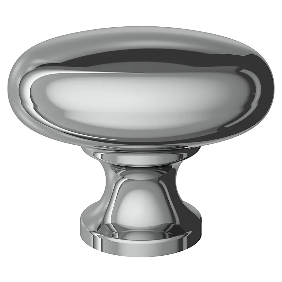 Bouton de meuble ovale Ruis GoodHome effet chromé Ø3.5cm x l.2.3cm x H.2.6cm