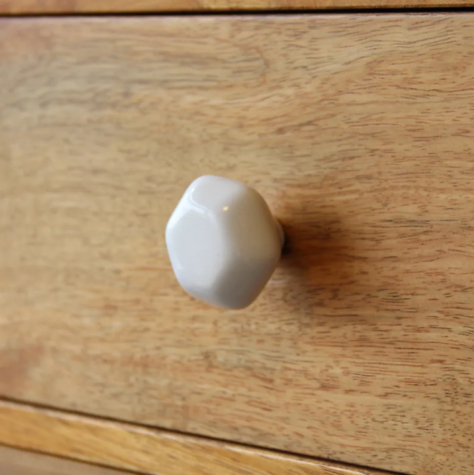 Bouton de meuble Porcelaine Vras GoodHome blanc l.4,5 cm x h. 4.5 cm
