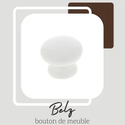 Bouton de meuble rond Belz blanc GoodHome Ø3,5 x P.3 cm