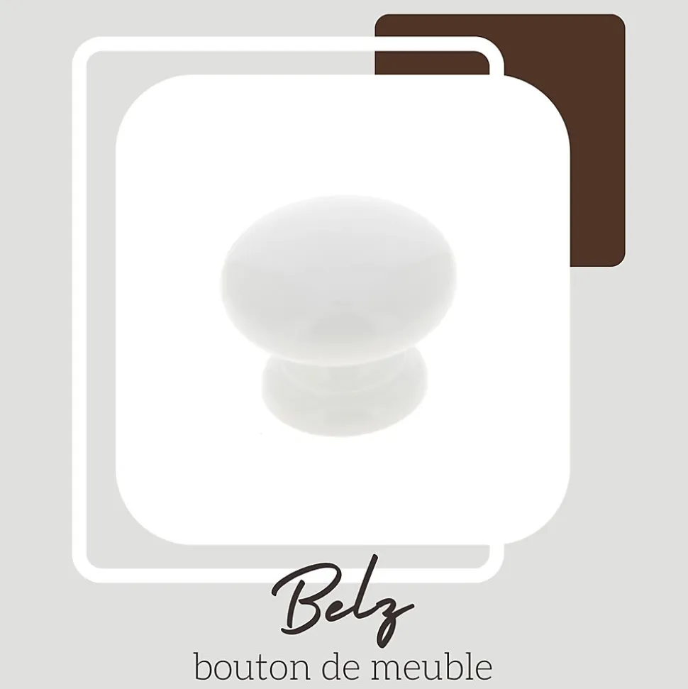 Bouton de meuble rond Belz blanc GoodHome Ø3,5 x P.3 cm