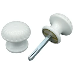 Bouton de Porte D60 mm - couple complet - en Aluminium BLANC RAL 9010 lot de 6 couples