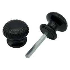 Bouton De Porte D60 mm - couple complet - en Aluminium NOIR RAL 9005
