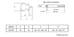 Bouton De Porte D60 mm en Aluminium BLANC RAL 9010.